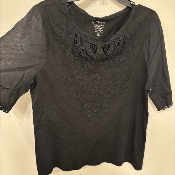Chico's Tops - Chico's Elegant Black Embroidered Blouse